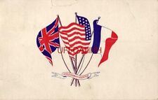 1917 FREEDOM and JUSTICE U. S., British and French flags picture