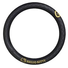 Hello Kitty Seiwa Car Handle Cover Black Gold KT488 Steering 36 - 37cm picture