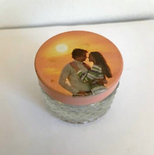 Vtg 70s Avon SWEET HONESTY Cream Sachet SMALL Glass Jar  Lovers PINK SUNSET 5 picture