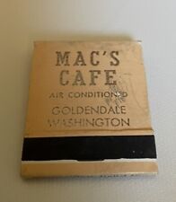 Vtg 1940’s MAC’S CAFE Goldendale, WA Mel Vee Brock Matchbook Full Unstruck Pink picture