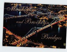 Postcard Manhattan and Brooklyn Bridges spanning the East River New York USA picture