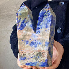 4.67LB Natural blue striped stone Multi pointed head quartz crystal energy colum picture