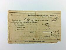 Vintage Tax Receipt 1898 Mathews Township Chatham County, NC picture