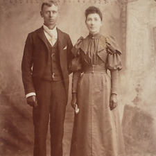 Couple Wearing Gloves Cabinet Card c1895 Mount Carmel Illinois Antique Orr D401 picture