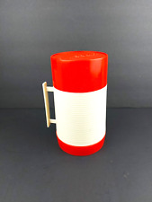 Vintage Red Cream Aladdin Hy-Lo Travel Thermos Bottle Wide Mouth Pint Plastic picture