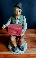 vintage Capodimonte  figurine old man playing a music box collectible statue  picture