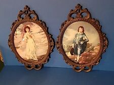 Vtg Italy Pr Large Metal Frames Convex Glass Colorful PINKIE & BLUEBOY Prints picture