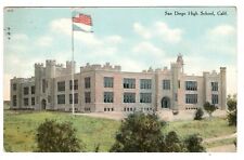Postcard CA  San Diego California High School Flag 1910 Antique picture