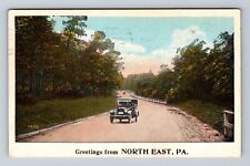 North East PA-Pennsylvania, Scenic Greetings, Vintage Cars, Vintage Postcard picture