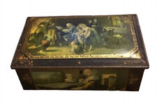 Antique Bscuit Tin  Dutch Master Style Painting  Music Theme Vintage 1600s Art picture