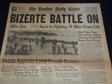 1942 NOVEMBER 19 BOSTON DAILY GLOBE NEWSPAPER - BIZERTE BATTLE ON - NT 9452 picture