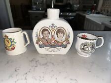 LOT MARRIAGE OF PRINCE CHARLES & LADY DIANA SPENCER China Cup And Vase + QE2 Mug picture