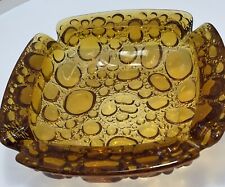 Vintage Amber Glass Raised Pebble Ashtray Ash Tray Bubble 6