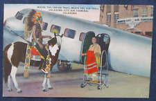 1940s Oklahoma City Airport Airplanes & Indians Postcard As-Is picture