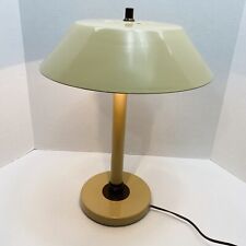 Vintage Gilbert MCM Metal Beige & Brown Desk Table Lamp Swivel Base & Shade picture