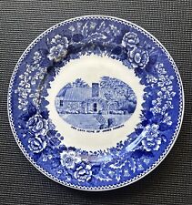 Old English Staffordshire Ware England 6” Blue/White Plate Home of James Monroe  picture