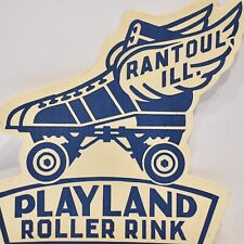 Vintage 1940s Playland Roller Skating Rink Luggage Label Rantoul Illinois picture