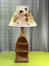 VTG OOAK Hand Crafted MCM Boat Wooden Table Lamp w/Handmade Shade Shelves Works picture