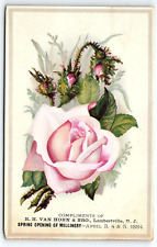 1884 LAMBERTVILLE NJ R.H. VAN HORN & BRO MILLINERY EMBOSSED TRADE CARD P1904 picture