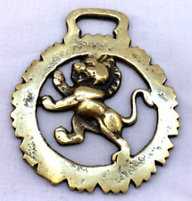 Vintage Horse Brass Bridle Medallion Roaring Lion 3.75