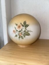 Vintage Round Ball Globe Floral Pink Roses On Opal White Glass Lamp Shade picture