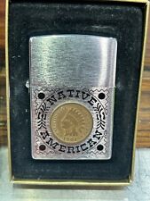 ZIPPO NATIVE AMERICAN INDIAN HEAD PENNY NEW & UNFIRED + BOX. NOS picture