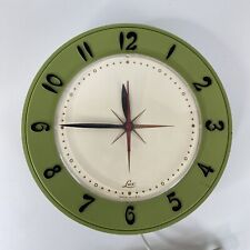 Vintage ROBERT SHAW Atomic Lux Electric Clock Retro Green Mid Century Mod WORKS picture