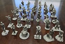 Vintage National Historical Society Pewter Famous Figurines With Cards 39 Pieces picture