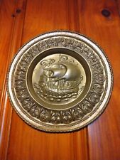 1960s vintage peerage brass hanging plate ,ship scene  picture