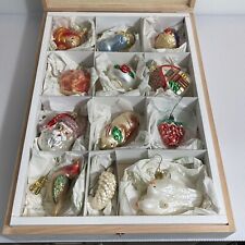 Inge Glas Bridal Collection Set of 12 Christmas Ornaments Germany Wood Box picture