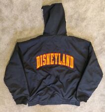 Vtg Disneyland Hooded Windbreaker Jacket Back Black Zip Mickey Donald Goofy XL picture