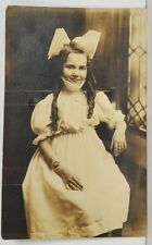 RPPC MEDICAL Girl NECK CHIN CAST Studio Photo Large Hair Bow Postcard M16 picture