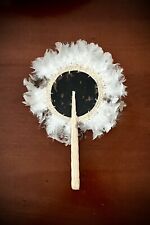 Vintage Micronesian Hand Crafted Tortoise And Feather Hand Fan 13 Inches picture
