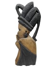 African Tribal Face Woman Hand Carved Wood Wall Hanging picture