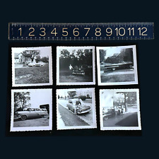 Set of 6 1950/60s Classic Car B&W Photos w/Dates Includes 1953 Ford Crestline picture