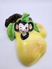 VTG Rare HTF Enesco Kitsch Mouse & Pear Wall Pocket  picture