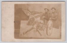 Man and Woman Posing in Antique Car Prop Real Photo RPPC Postcard picture