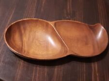 VINTAGE WOODEN DIVIDED DISH MONKEY POD WOOD PHILIPPINES 11” X 5