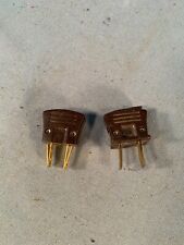  Vintage pair of 2 prong Brown Lamp EZ Wire Electric Plug Ends c1950s picture