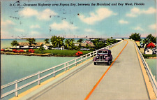 Vintage 1940s Car on Overseas Highway Pigeon Key, Key West  Florida FL Postcard  picture