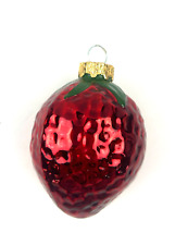 Vintage Christmas Ornament Hard Plastic Strawberry Hanging Fruit Puckered Finish picture
