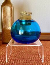 Vintage MCM Blenko #6320 Turquoise Blue Glass Table Lighter Tobacciana Untested picture