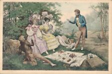 Two Couples Picnicking Vienna Style Vintage Postcard 03.54 picture