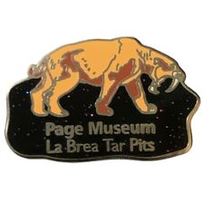 Vintage Page Museum La Brea Tar Pits Saber-Toothed Cat Travel Souvenir Pin picture