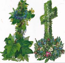 18100s Victorian Die Cut Scrap -Cross Flowers 5.25 inches picture