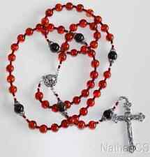 Important Catholic Rosary Rosenkranz Genuine Cognac Baltic Amber & Sterling  picture