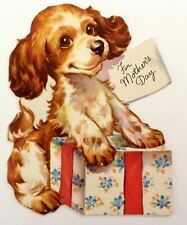 Unused Vtg 1947 Card Charles Christian Culp Mother's Day Puppy Gift Die Cut picture