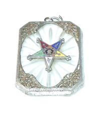 Vintage Masonic Order of the Eastern Star Camphor Glass Pendant OES Jewelry picture