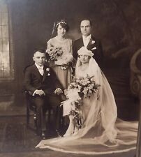 Vtg 1920s Wedding Party Photo Bride Groom Attendents Period Dress & Flowers Ohio picture