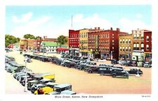 Main Street Keene New Hampshire 1920s/30s Old Cars Shopfronts Linen Postcard picture